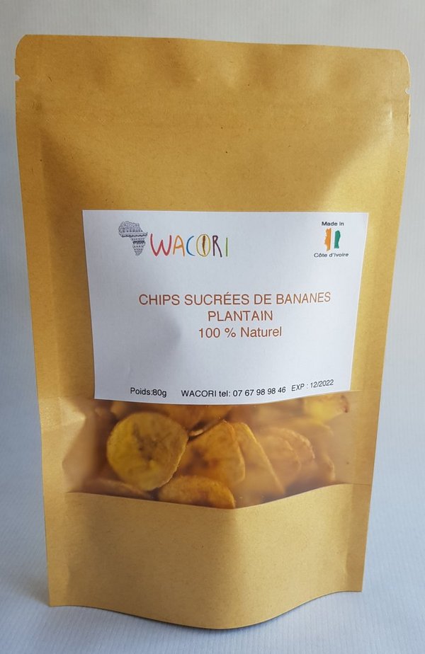 Chips sucrées de bananes plantain